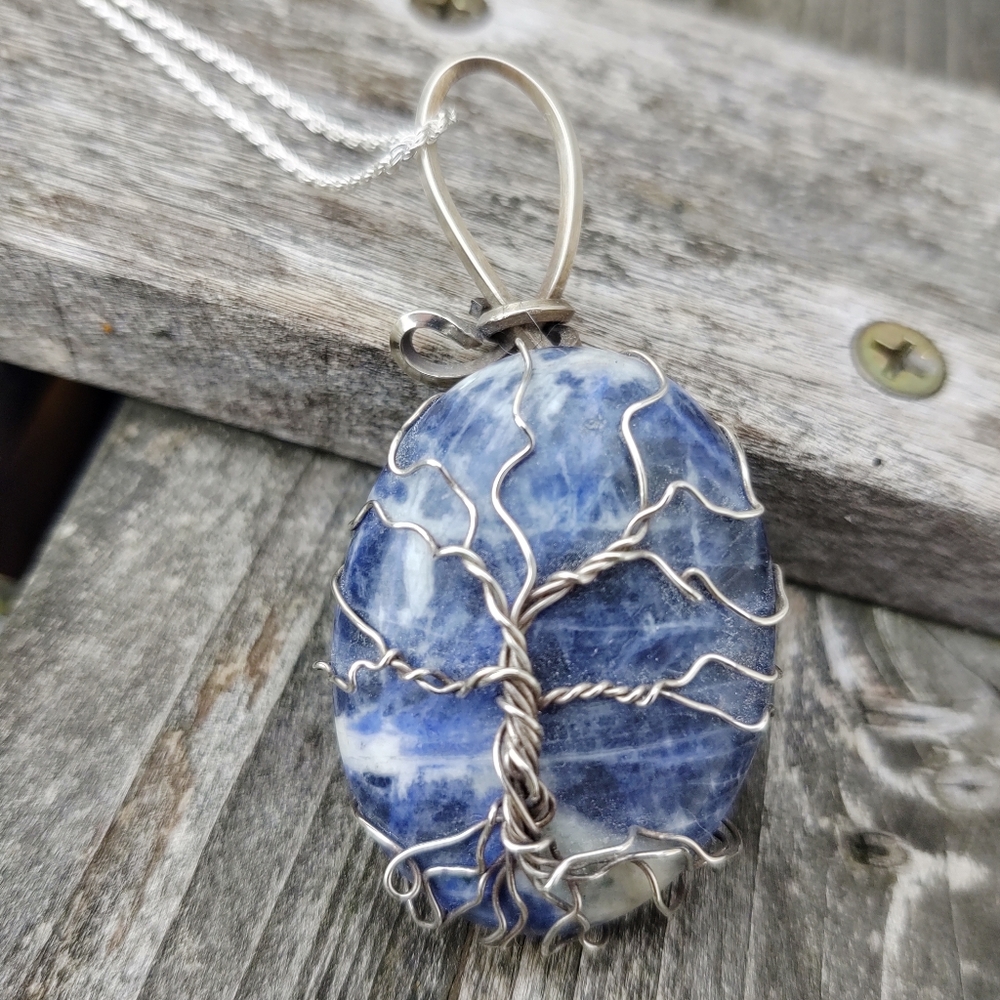 Sodalite Tree of Life Pendant and Chain